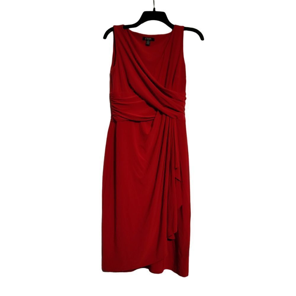 Chaps Ralph Lauren Vibrant Red Wrap Dress Womens M‎